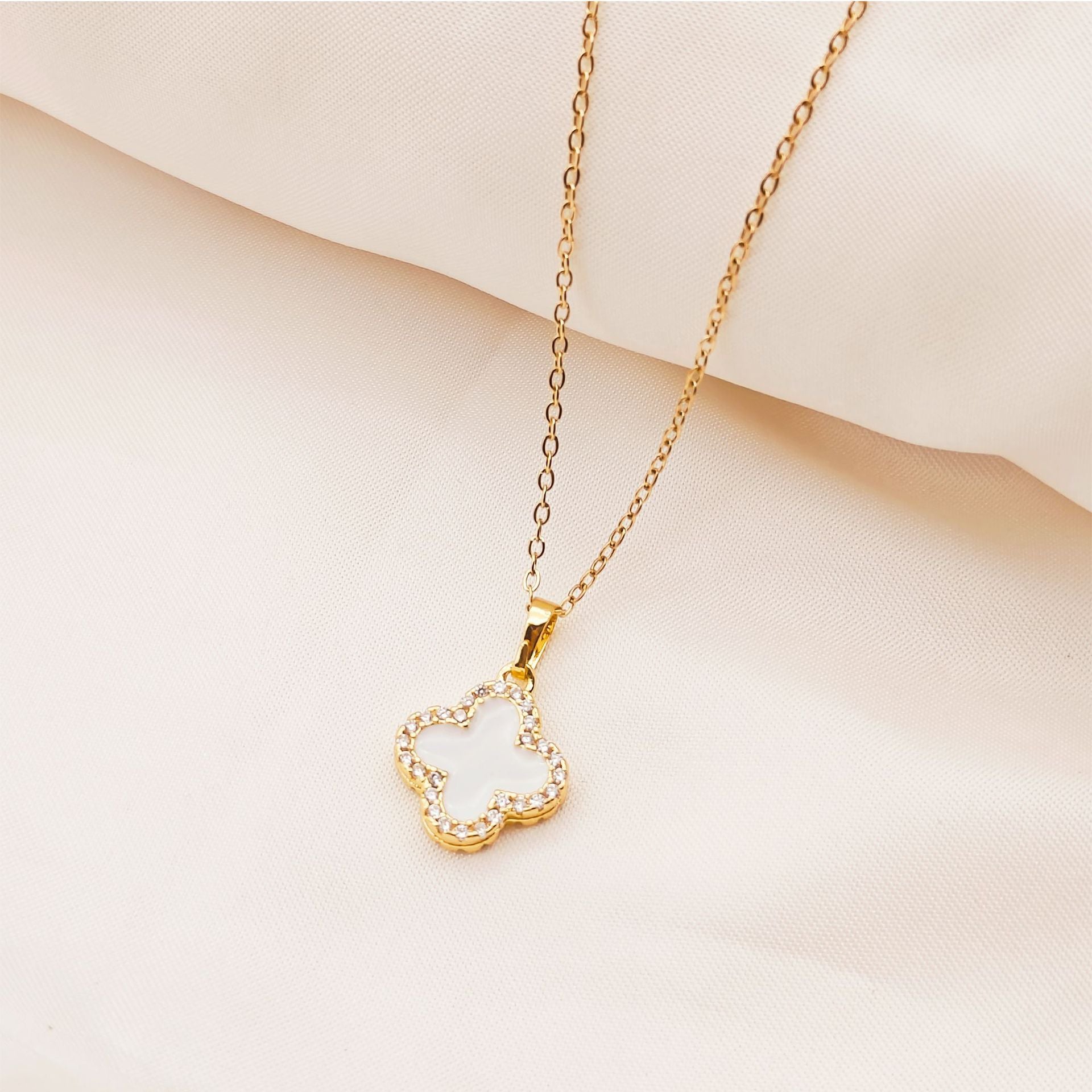 Light Luxury Double Sided Oil Drop Four Leaf