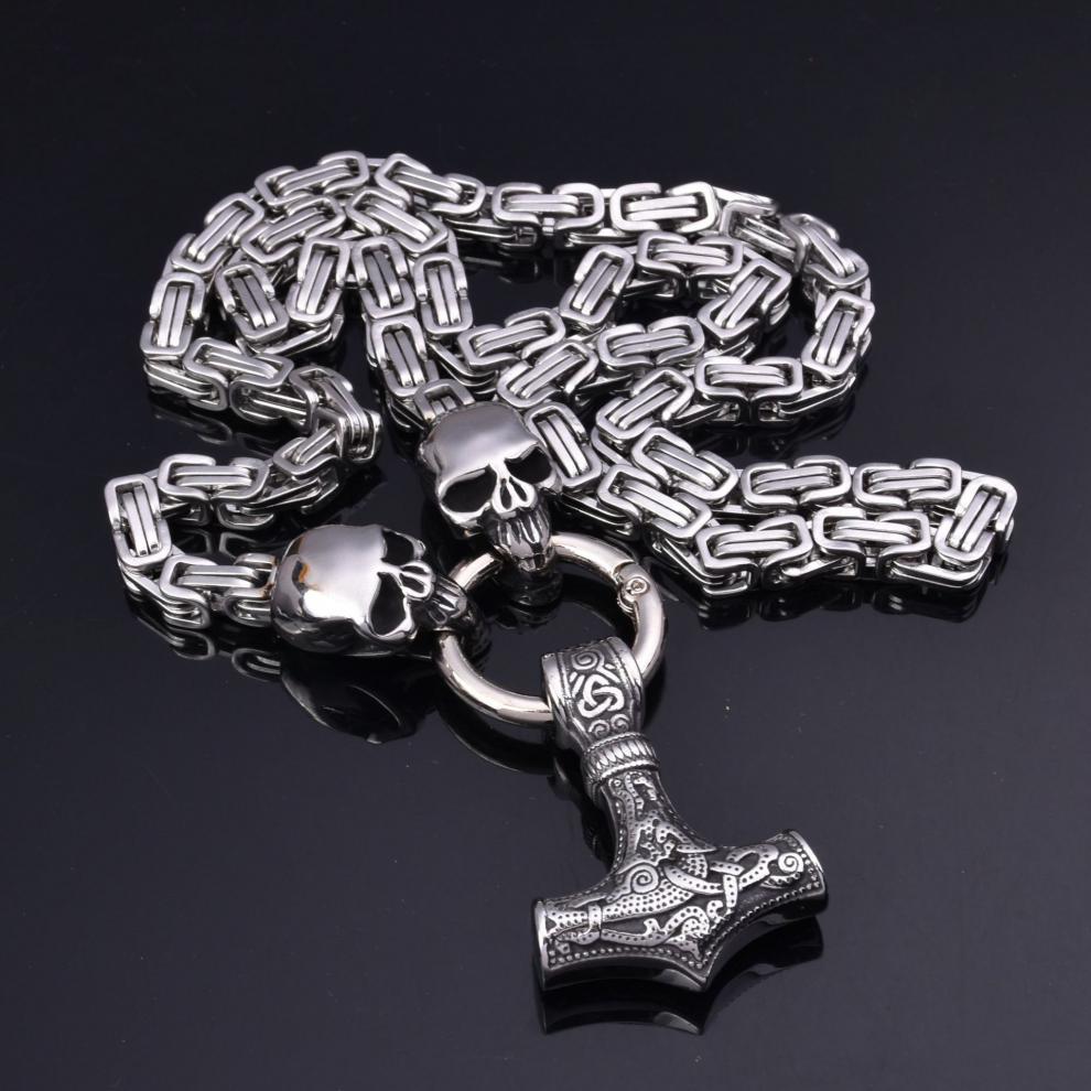 Explosions Retro Hammer Pendant Skull Necklace Stainless Steel