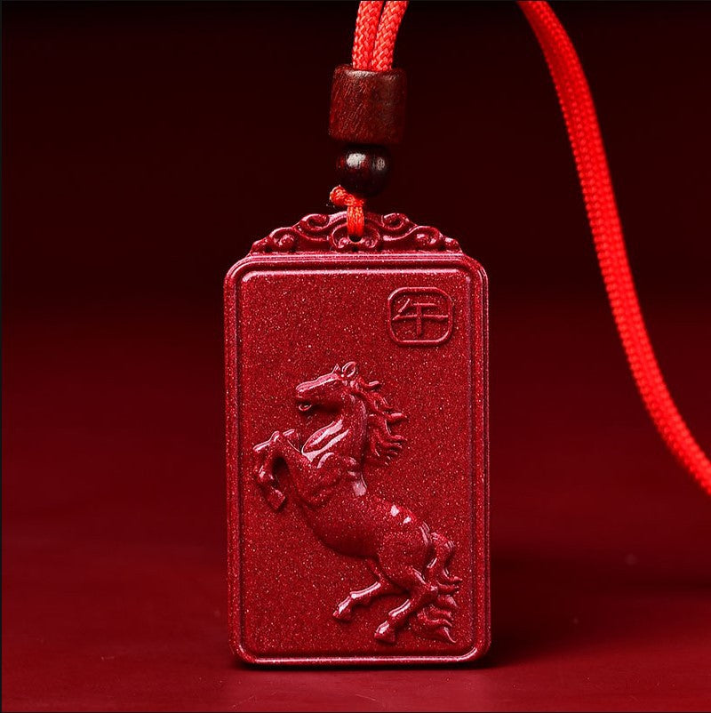 Natural Raw Ore Cinnabar Double Sided Buddha Pendant