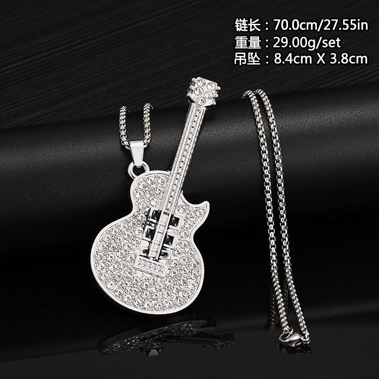 Guitar Pendant Necklace For Men Colorful Oil Drip