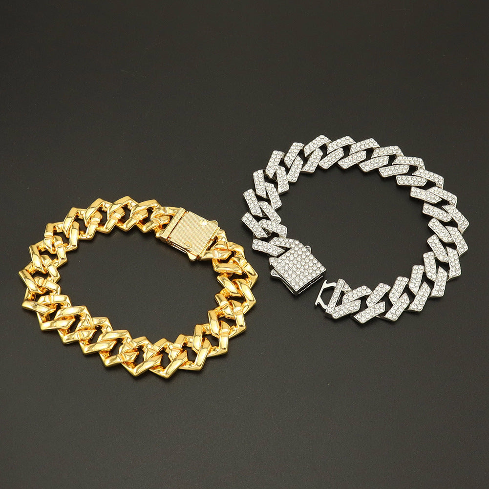 15Mm Diamond Shaped Spring Buckle Cuban Chain Hipster