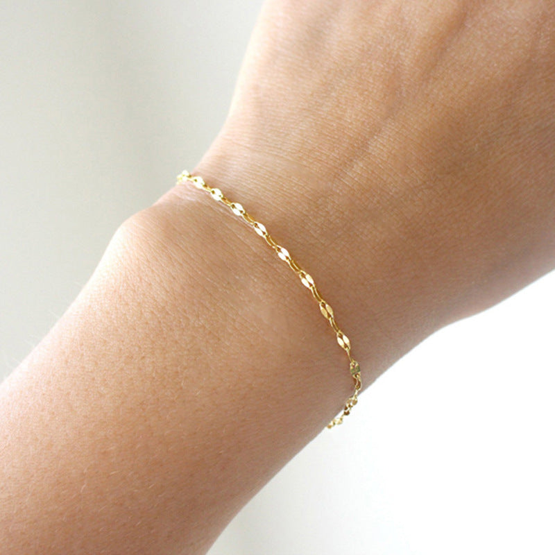 Simple Lip Chain Adjustable Women'S Golden Stainless Steel
