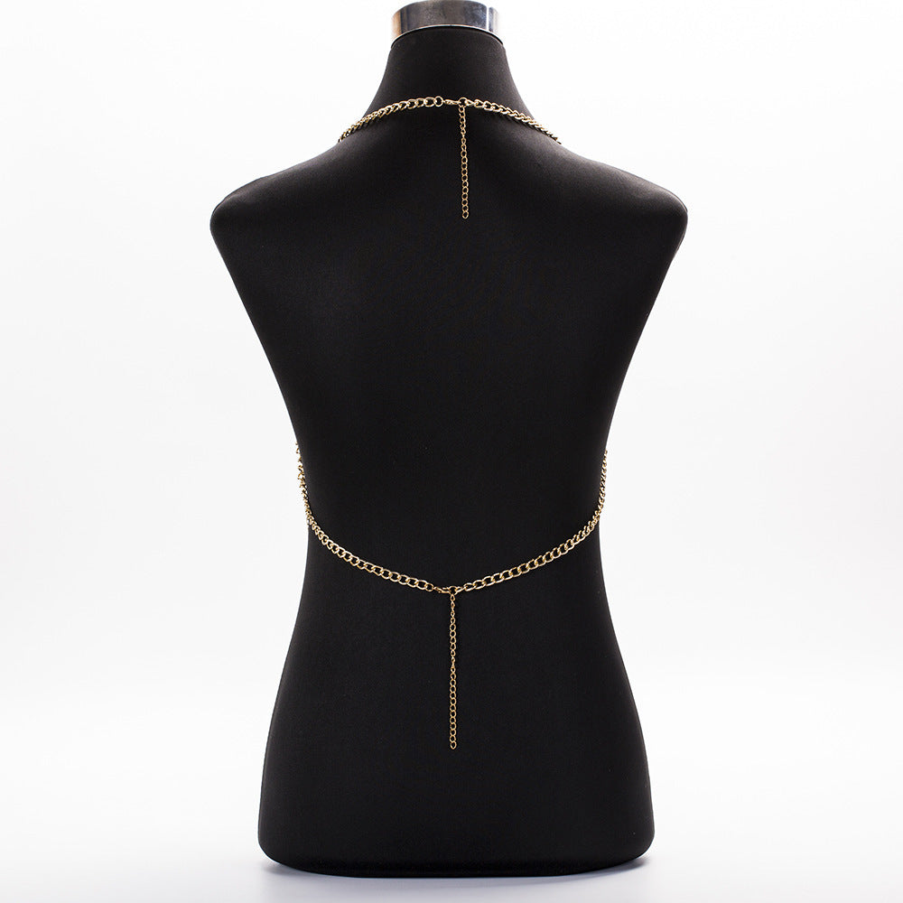 Exaggerated Aluminum Chain Multi Layered Tassel Body Chain
