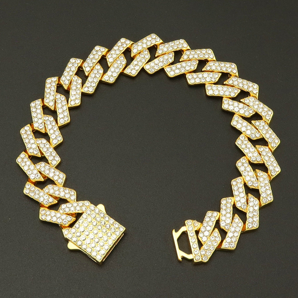 15Mm Diamond Shaped Spring Buckle Cuban Chain Hipster