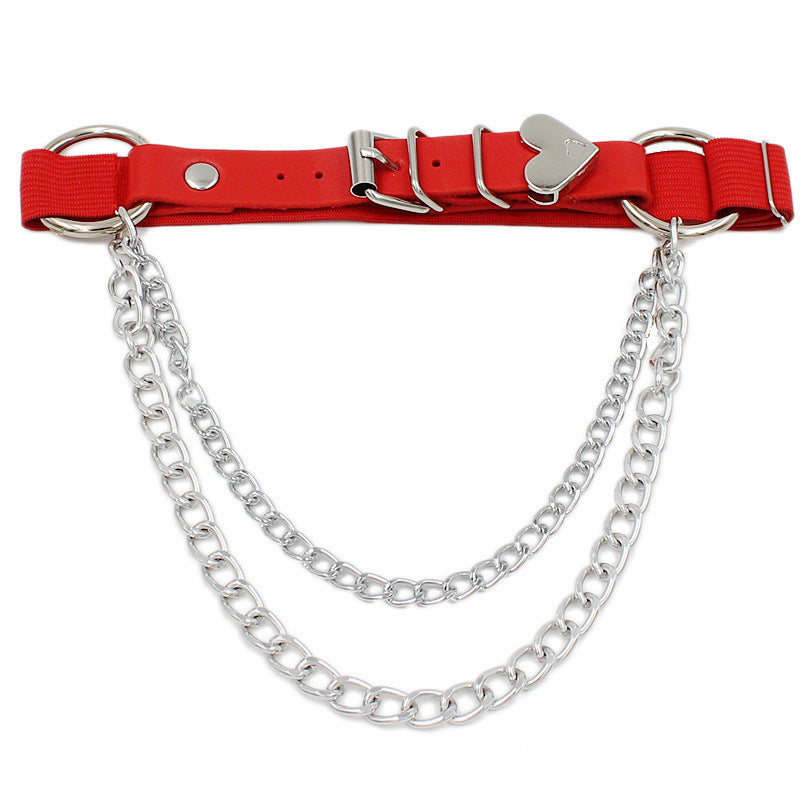 Hot Selling Punk Gothic Pu Leather Asymmetrical Heart