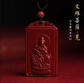 Natural Raw Ore Cinnabar Double Sided Buddha Pendant