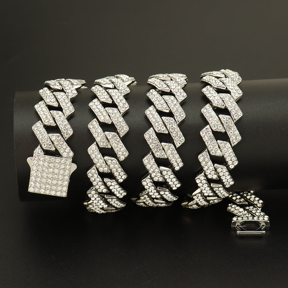 15Mm Diamond Shaped Spring Buckle Cuban Chain Hipster