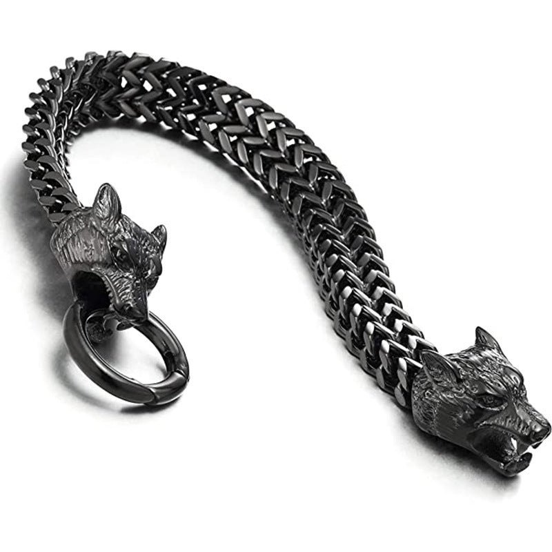 Popular Stainless Steel Retro Stylish Viking Wolf Head