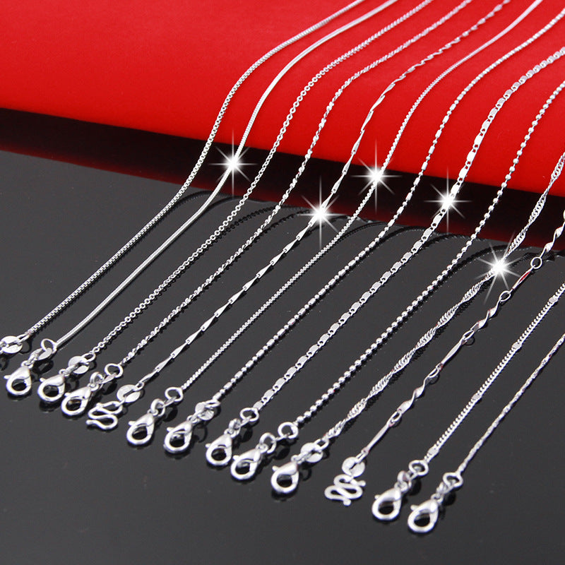 Silver Necklace Ladies Clavosin Chain Simple Pendant Chain