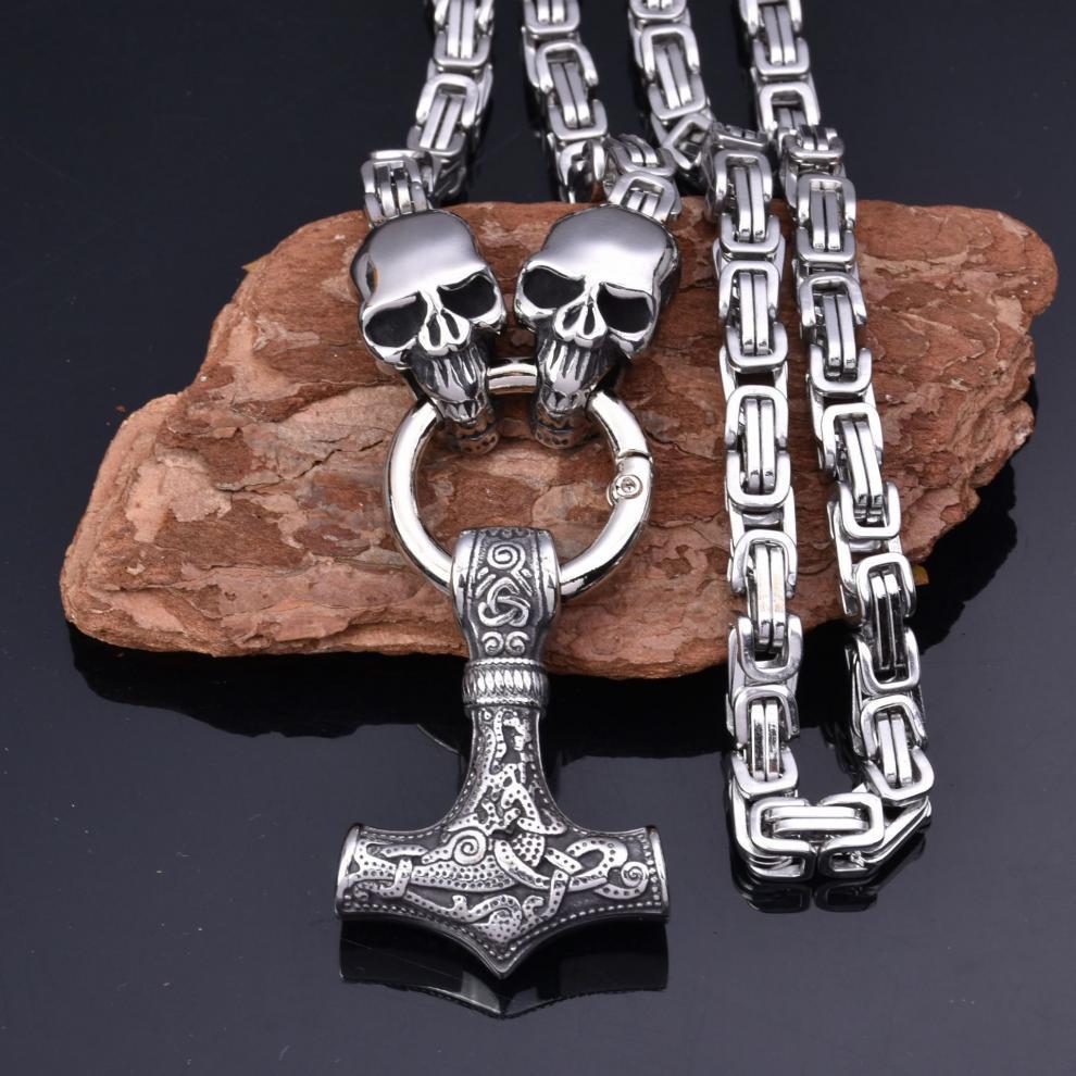Hot Selling Retro Hammer Skull Necklace Stainless Steel