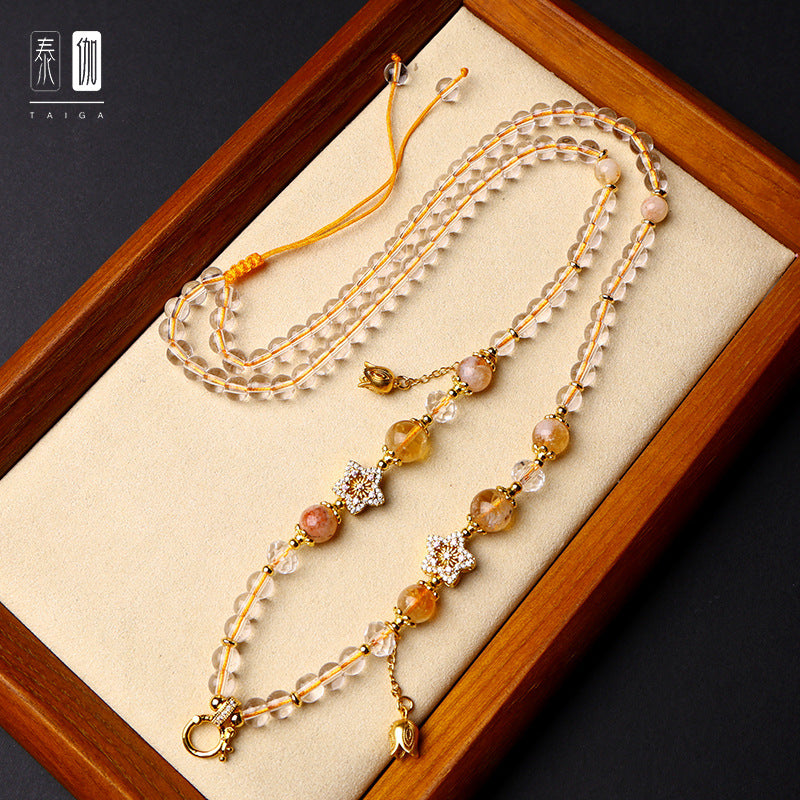 Taiga Thai Buddha Chain Natural Yellow Tower Crystal