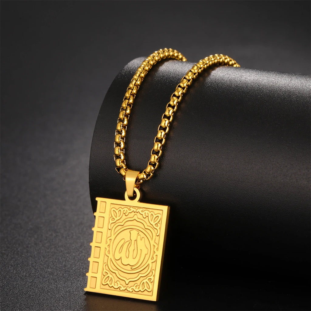Eueavan Islam Allah Symbol Necklace Stainless Steel Double
