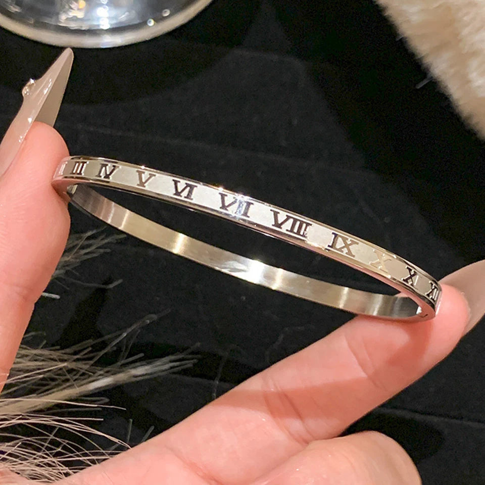 5 1Pcs Sparkling Zirconia Inlaid Stainless Steel Bracelet
