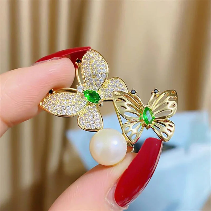 Butterfly Bee Brooch For Women Rhinestone Pearl Animal