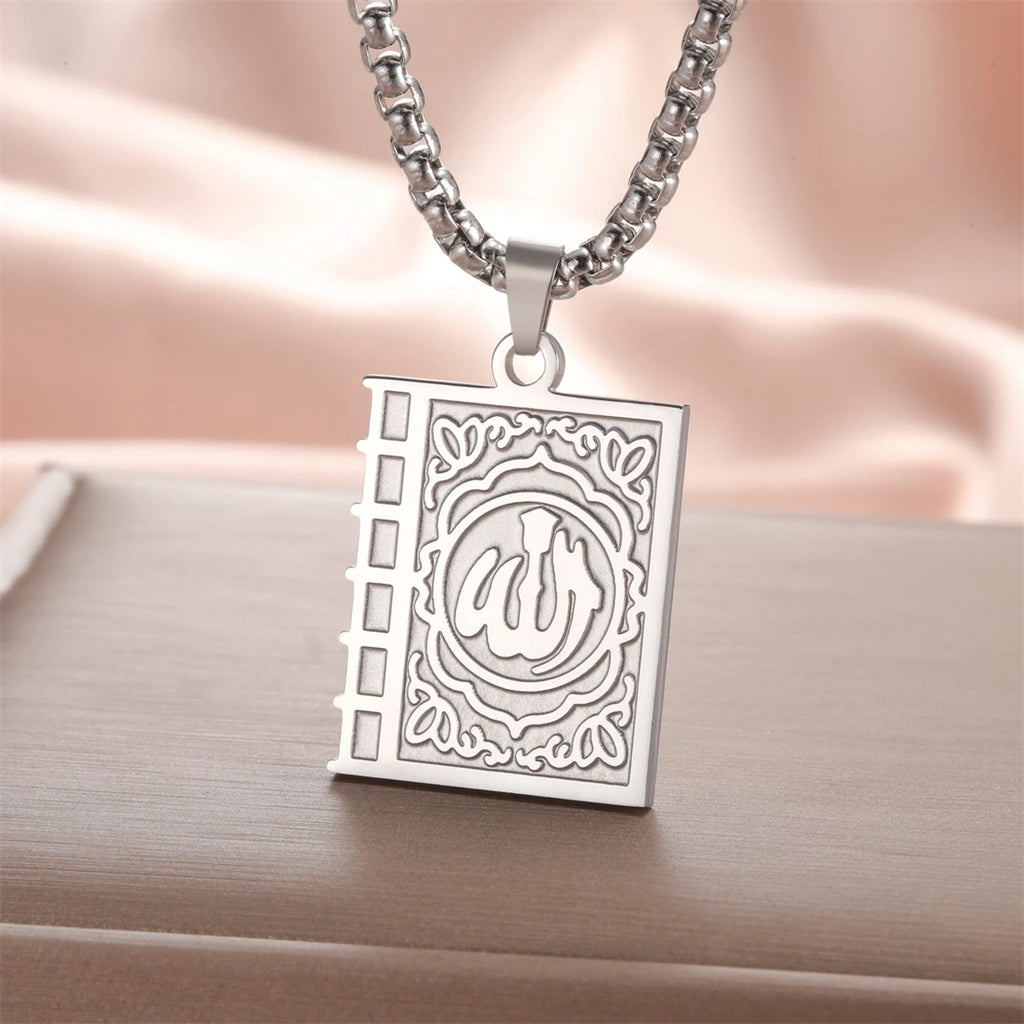 Eueavan Islam Allah Symbol Necklace Stainless Steel Double