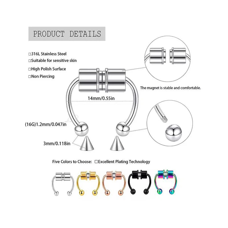 Punk Hip Hop Non Pierced Magnetic Nose Ring