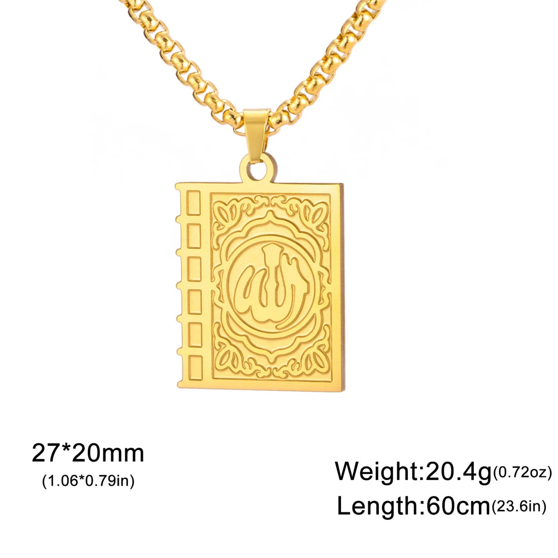 Eueavan Islam Allah Symbol Necklace Stainless Steel Double