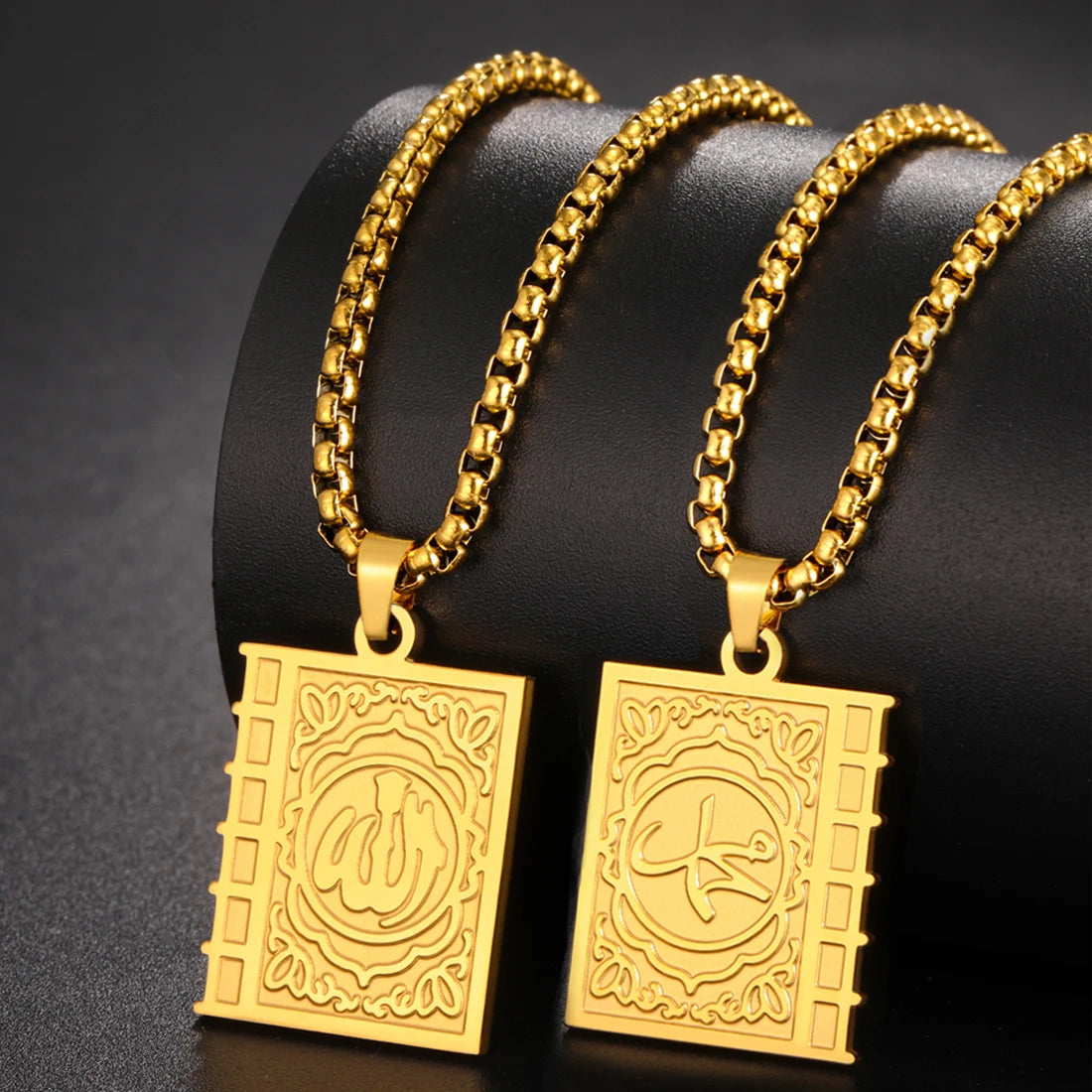 Eueavan Islam Allah Symbol Necklace Stainless Steel Double