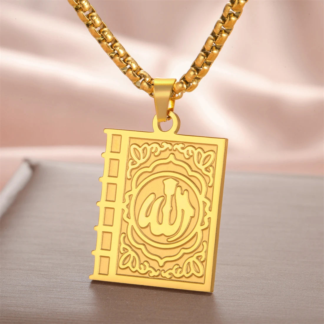 Eueavan Islam Allah Symbol Necklace Stainless Steel Double