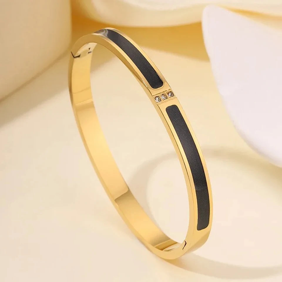 5 1Pcs Sparkling Zirconia Inlaid Stainless Steel Bracelet