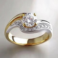 Huitan Two Tone Cubic Zirconia Rings Women For