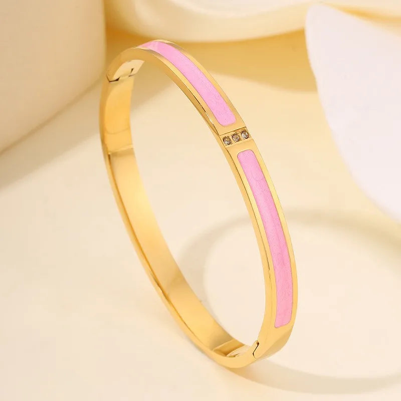5 1Pcs Sparkling Zirconia Inlaid Stainless Steel Bracelet