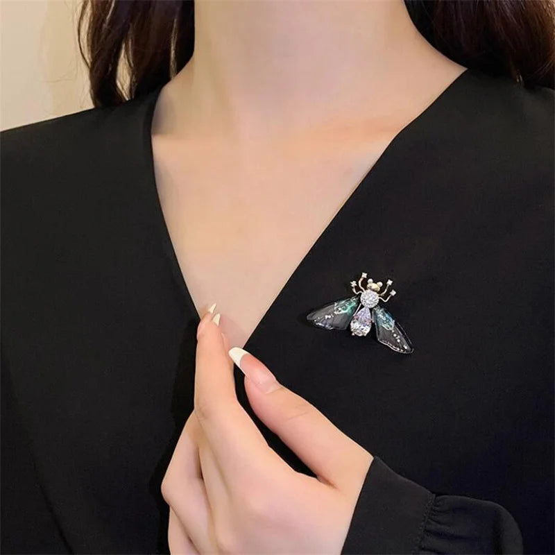 Butterfly Bee Brooch For Women Rhinestone Pearl Animal