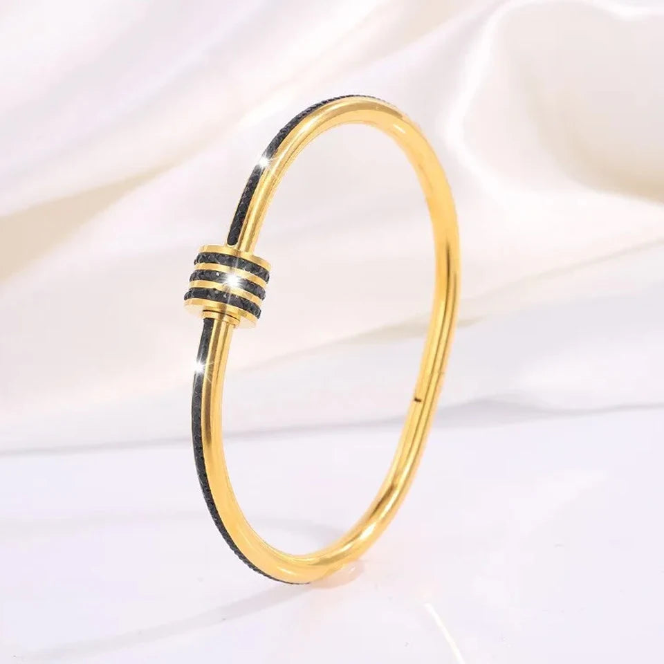 5 1Pcs Sparkling Zirconia Inlaid Stainless Steel Bracelet