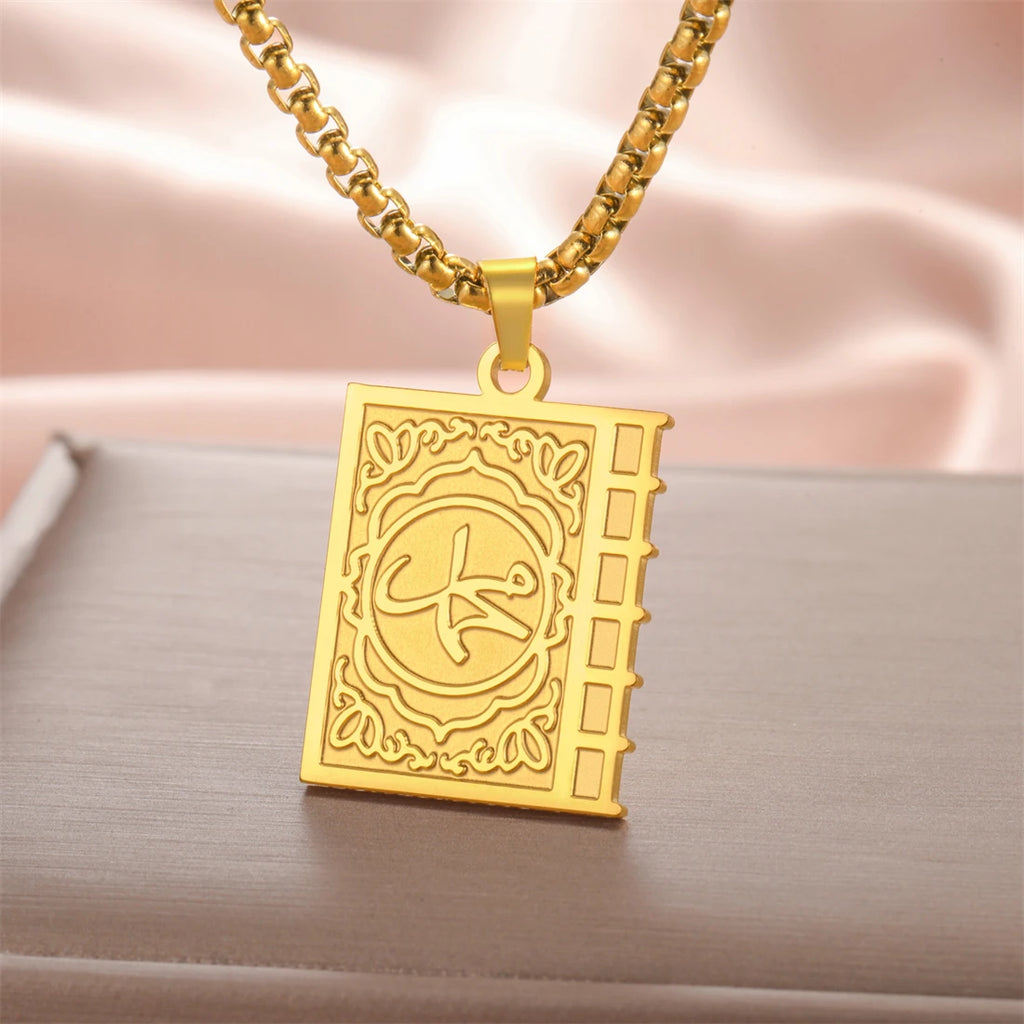 Eueavan Islam Allah Symbol Necklace Stainless Steel Double