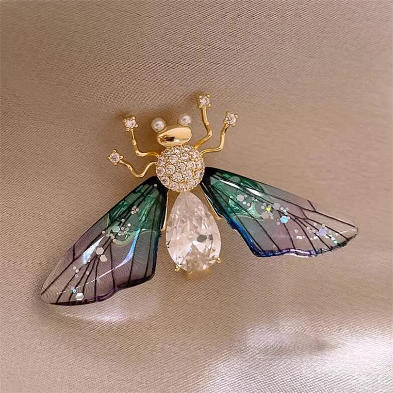 Butterfly Bee Brooch For Women Rhinestone Pearl Animal