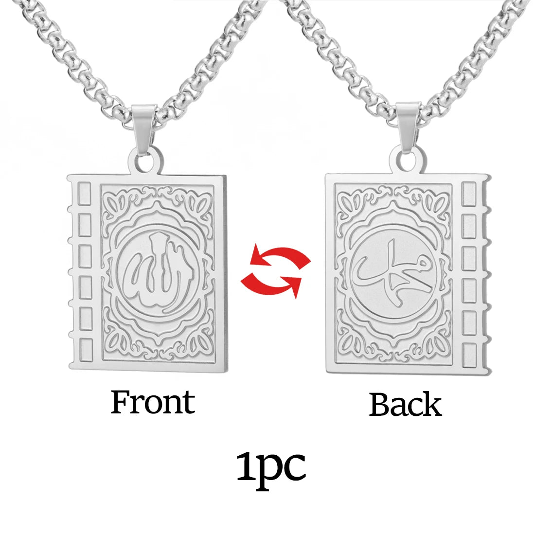 Eueavan Islam Allah Symbol Necklace Stainless Steel Double