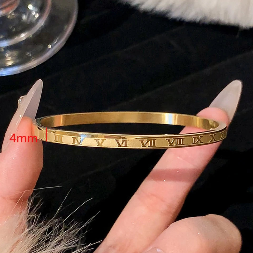 5 1Pcs Sparkling Zirconia Inlaid Stainless Steel Bracelet